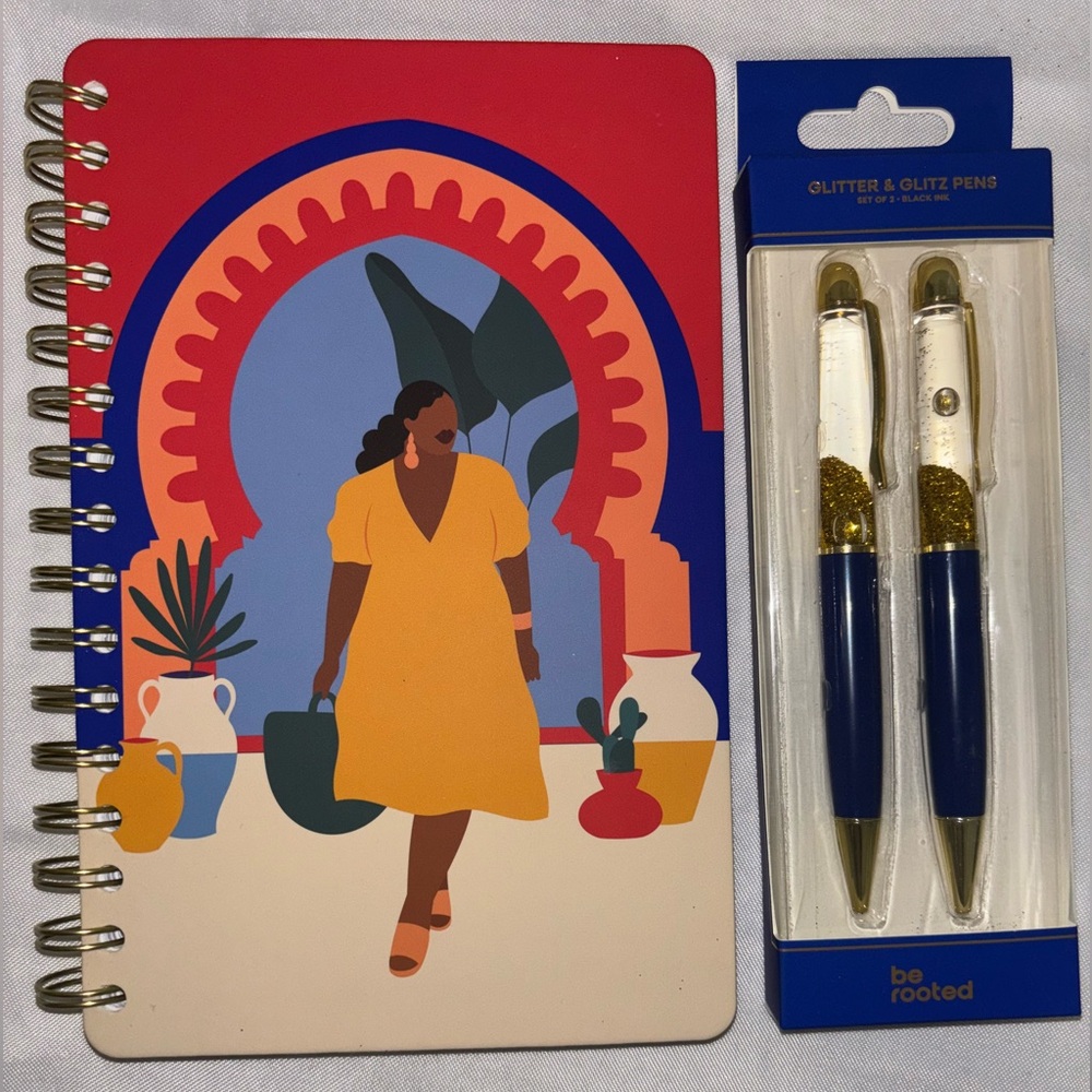Morocco Lined Spiral Journal w/Glitter & Glitz Jumbo Floaty Blue Barrel Set Sold